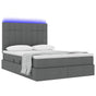 LED Storage Bed with Mattress Dark Grey 152 x 203 cm Fabric