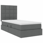 LED Storage Bed with Mattress Dark Grey 107 x 203 cm Fabric