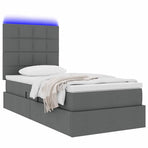 LED Storage Bed with Mattress Dark Grey 107 x 203 cm Fabric