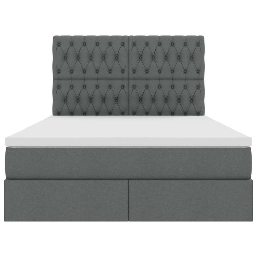 LED Storage Bed with Mattress Dark Grey 137 x 190 cm Fabric
