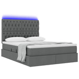 LED Storage Bed with Mattress Dark Grey 137 x 190 cm Fabric