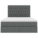 LED Storage Bed with Mattress Dark Grey 152 x 203 cm Fabric