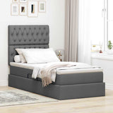LED Storage Bed with Mattress Dark Grey 107 x 203 cm Fabric