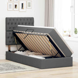 LED Storage Bed with Mattress Dark Grey 107 x 203 cm Fabric