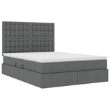 LED Storage Bed with Mattress Dark Grey 137 x 190 cm Fabric - 45-Degree Angle