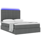 LED Storage Bed with Mattress Dark Grey 137 x 190 cm Fabric