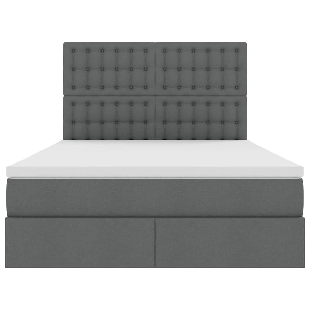 LED Storage Bed with Mattress Dark Grey 152 x 203 cm Fabric