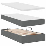 LED Storage Bed with Mattress Dark Grey 107 x 203 cm Fabric - Low Angle