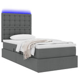 LED Storage Bed with Mattress Dark Grey 107 x 203 cm Fabric