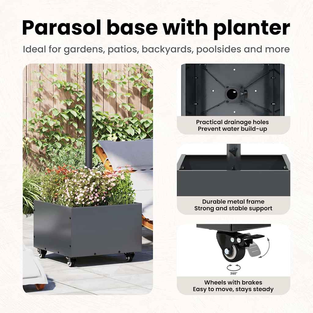 Parasol Base Manual Anthracite 45 x 45 x 45 cm Steel