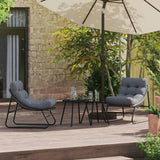Garden Furniture with Cushion 2 pcs Black 60,5 x 81 x 71 cm - Side View
