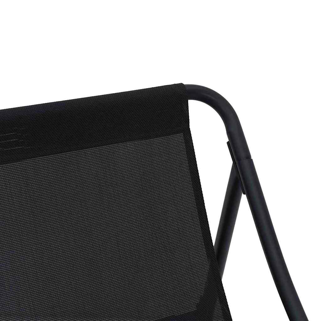 Garden Furniture with Cushion 3 pcs Black Powder-Coated Steel