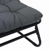 Garden Furniture with Cushion 3 pcs Black Powder-Coated Steel