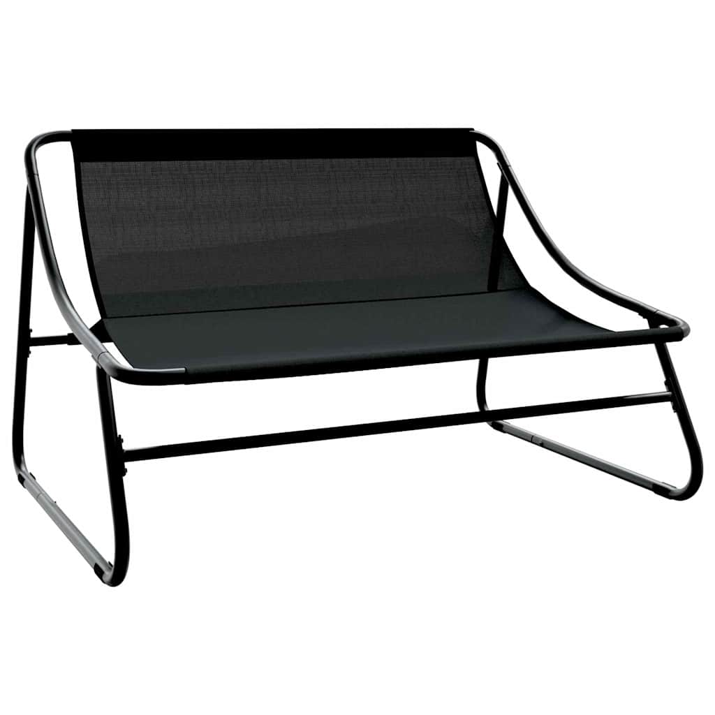 Garden Furniture with Cushion 3 pcs Black Powder-Coated Steel
