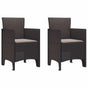 Garden Chair 2 pcs Brown Polypropylene