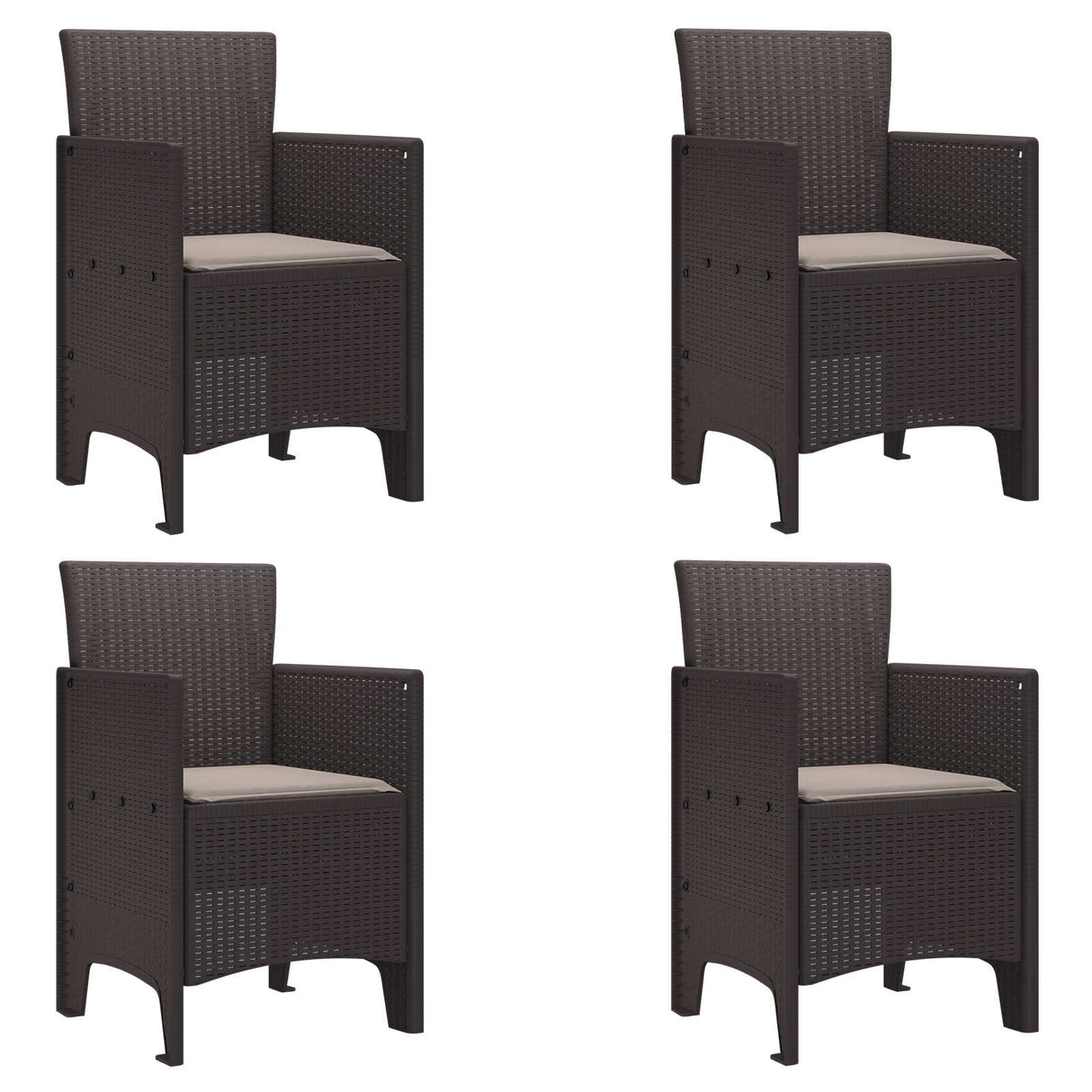 Garden Chair 4 pcs Brown 53 x 49 x 85 cm PP