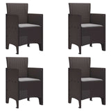 Garden Chair 4 pcs Brown 53 x 49 x 85 cm PP