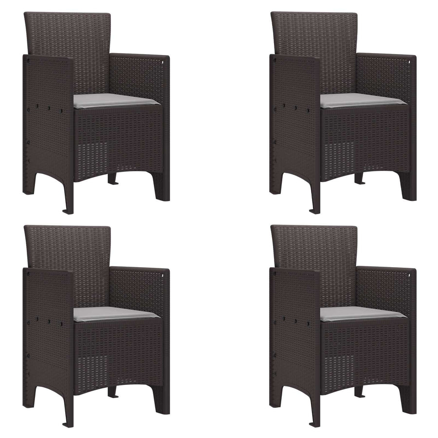 Garden Chair 4 pcs Brown Polypropylene