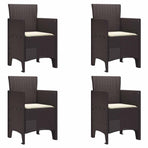 Garden Chair 4 pcs Brown Polypropylene