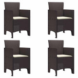 Garden Chair 4 pcs Brown 53 x 49 x 85 cm PP - Front View