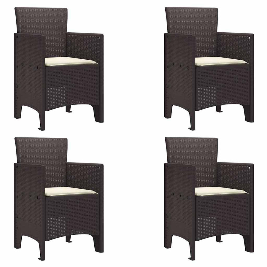 Garden Chair 4 pcs Brown Polypropylene