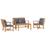 Garden Sofa Set Natural Solid teak wood - Front View