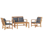 Garden Sofa Set 4 pcs Natural Solid Teak Wood