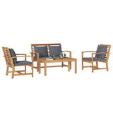 Garden Sofa Set Natural Solid teak wood - Side View