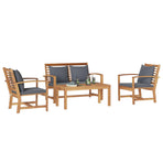 Garden Sofa Set 4 pcs Natural Solid Teak Wood