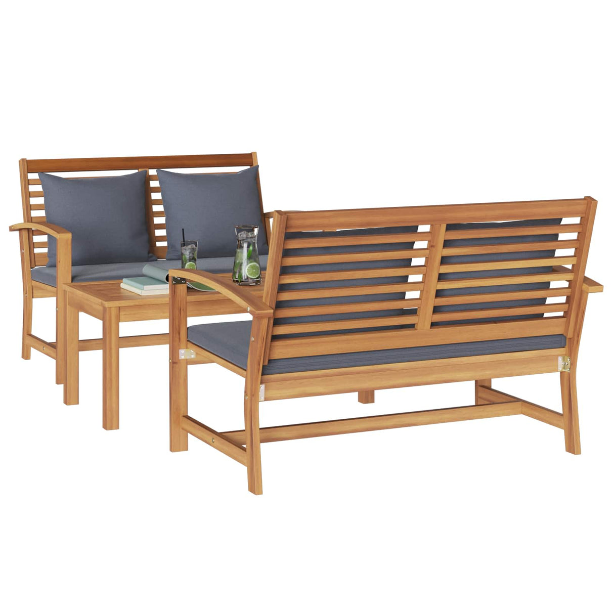 Garden Sofa Set 3 pcs Natural Solid Teak Wood