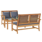 Garden Sofa Set 3 pcs Natural Solid Teak Wood
