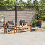 Garden Sofa Set 5 pcs Natural Solid Teak Wood - Top-Down View