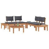 Garden Bench Set with Cushion with Storage 3 pcs Brown and Grey - Side View