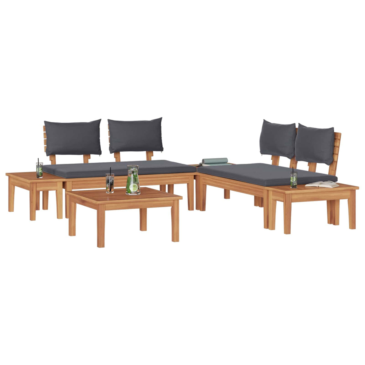 Garden Sofa Set 3 pcs Brown and Grey