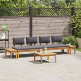 Garden Bench Set with Cushion with Storage 5 pcs Brown and Grey - Top-Down View