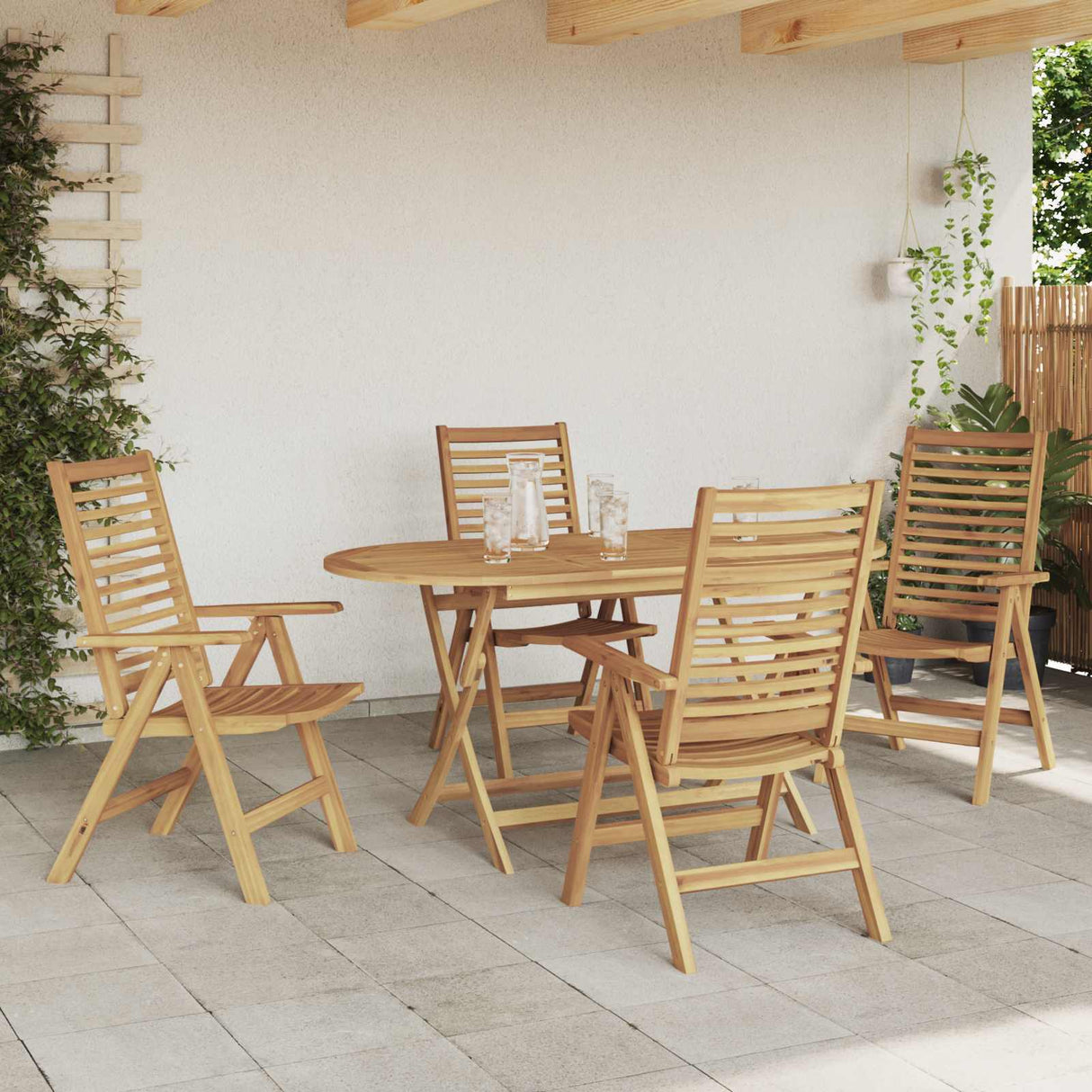 Garden Dining Set 5 pcs Brown Solid Teak Wood