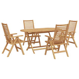 Garden Dining Set 5 pcs Brown Solid teak wood - Front View