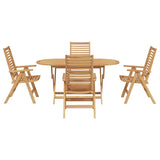 Garden Dining Set 5 pcs Brown Solid teak wood - Close-Up Angle
