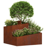 Garden Planter Brown 60 x 60 x 50 cm Weathering Steel - Side View