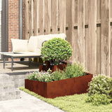Garden Planter Brown 80 x 80 x 50 cm Weathering Steel - Top-Down View