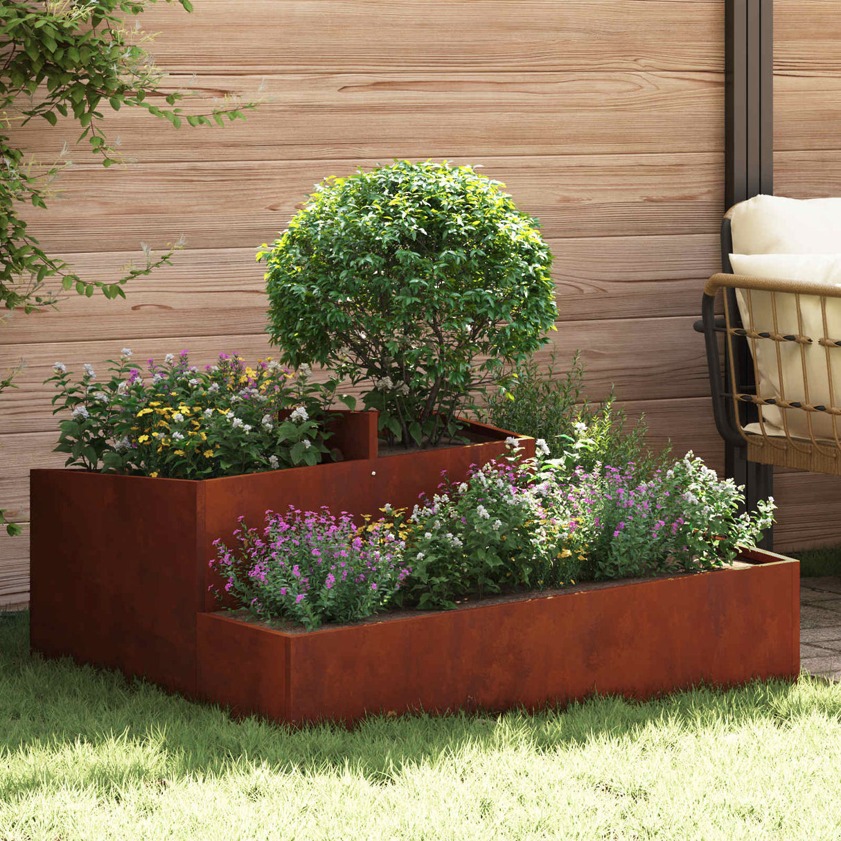 Garden Planter Rusty 100 x 100 x 50 cm Weathering Steel