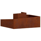 Garden Planter Rusty 100 x 100 x 50 cm Weathering Steel - Low Angle