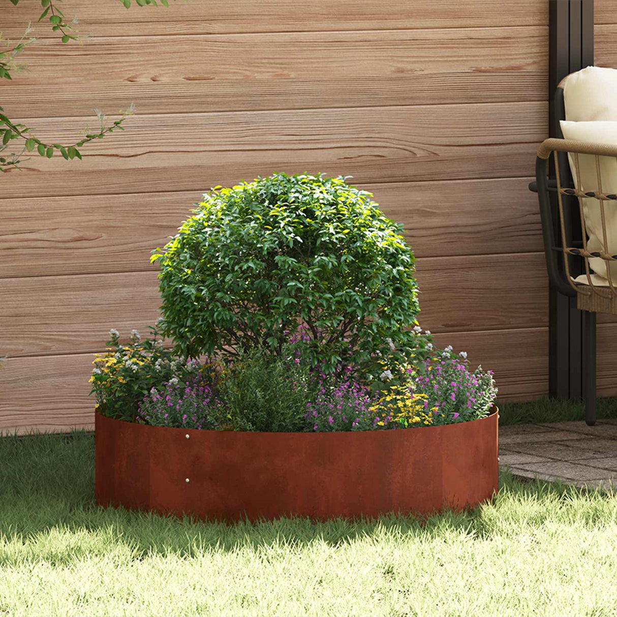 Planter Ring Brown 80 x 80 x 20 cm Weathering Steel