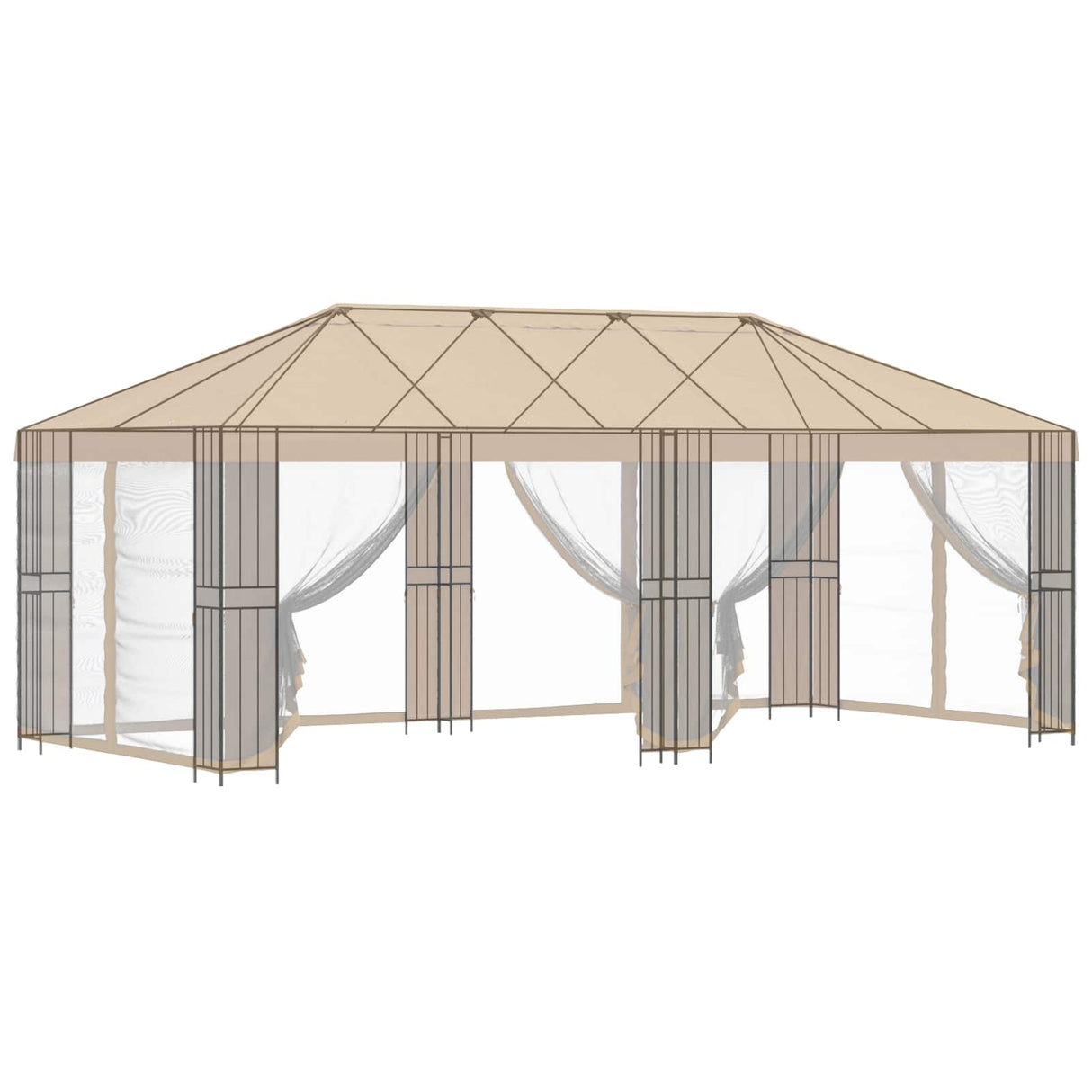 Gazebo Frame 6 x 3 m Black Steel