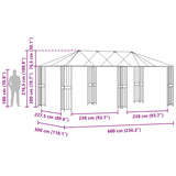 Gazebo Frame 6 x 3 m Black Steel - Close-Up Angle