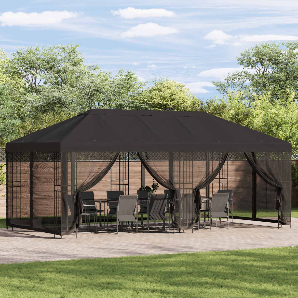 Garden Gazebo 6 x 3 m Anthracite Polyester and Steel 190 gsm