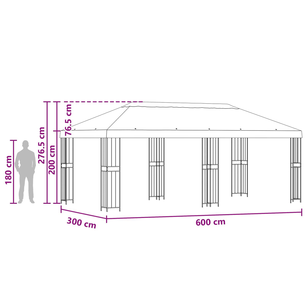 Gazebo with Sidewalls 6 x 3 m Anthracite Polyester and Steel