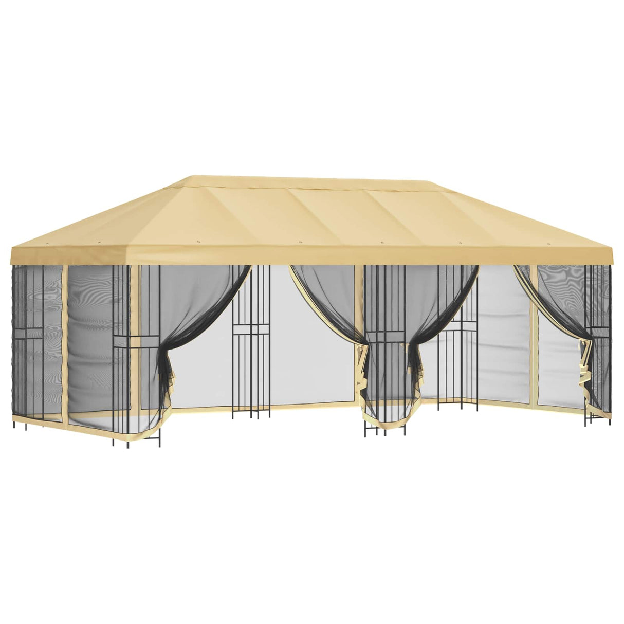 Gazebo with Sidewalls 6 x 3 m Cream Polyester and Steel 190
