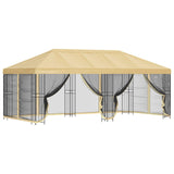 Gazebo with Sidewalls 6 x 3 m Cream Polyester and Steel 190 - Front View