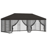Gazebo with Sidewalls 6 x 3 m Anthracite Polyester and Steel - Front View